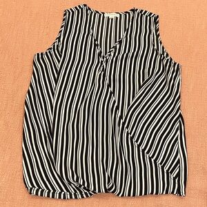 Elegant Black and White Striped V-Neck Blouse